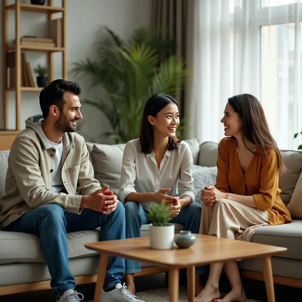 A pleasant chat in a living room